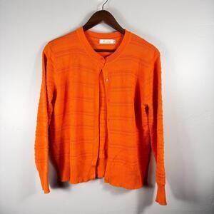 Huuloo Women's Size XL Orange Knit Lightweight Cardigan Button Up Sweater Retro